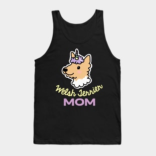 Welsh Terrier Unicorn Mom Dog Owner Retro Dog Mother Tank Top